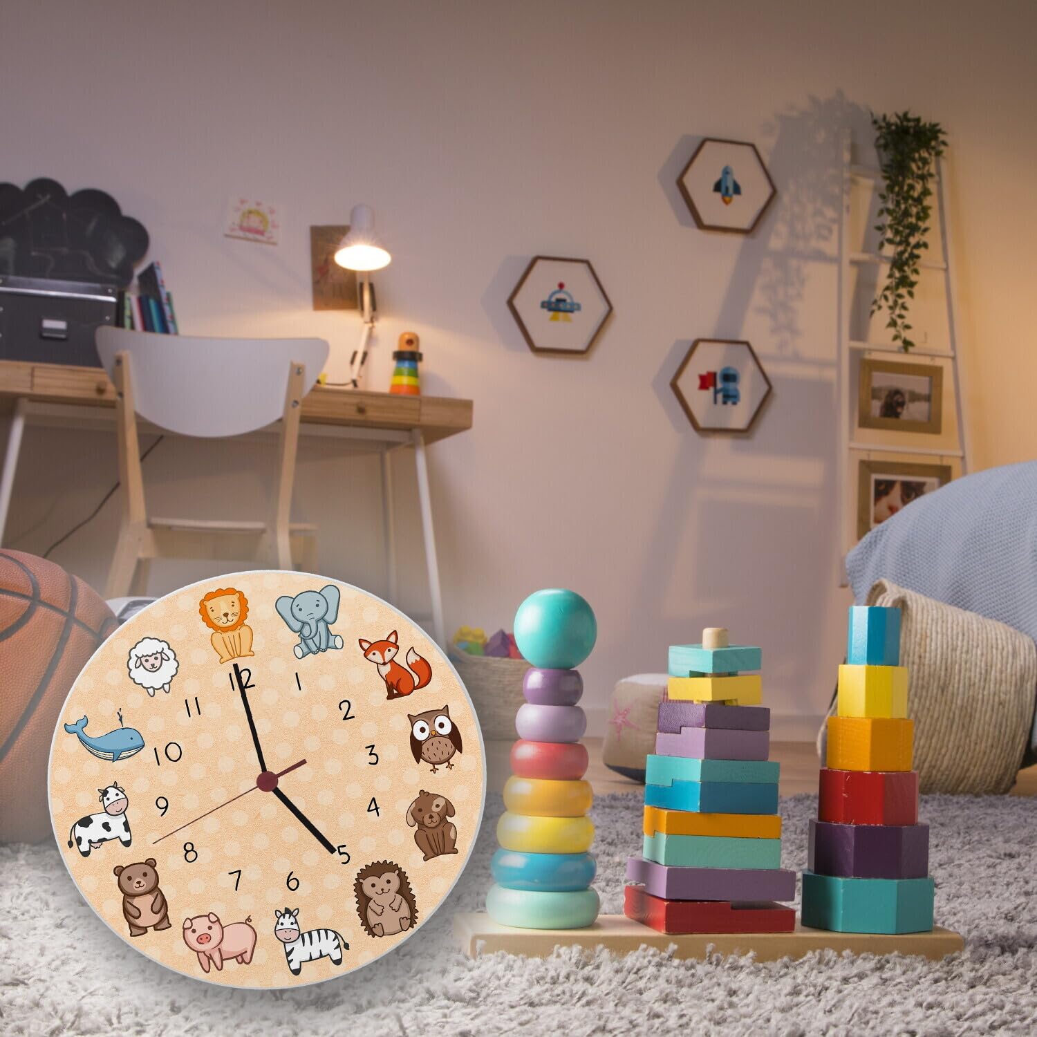 Orologio per bambini con simpatici animali orologio da parete bellissimo orologio per la cameretta dei bambini con animali carini come decorazione per la stanza di bambini piccoli o bambini in età