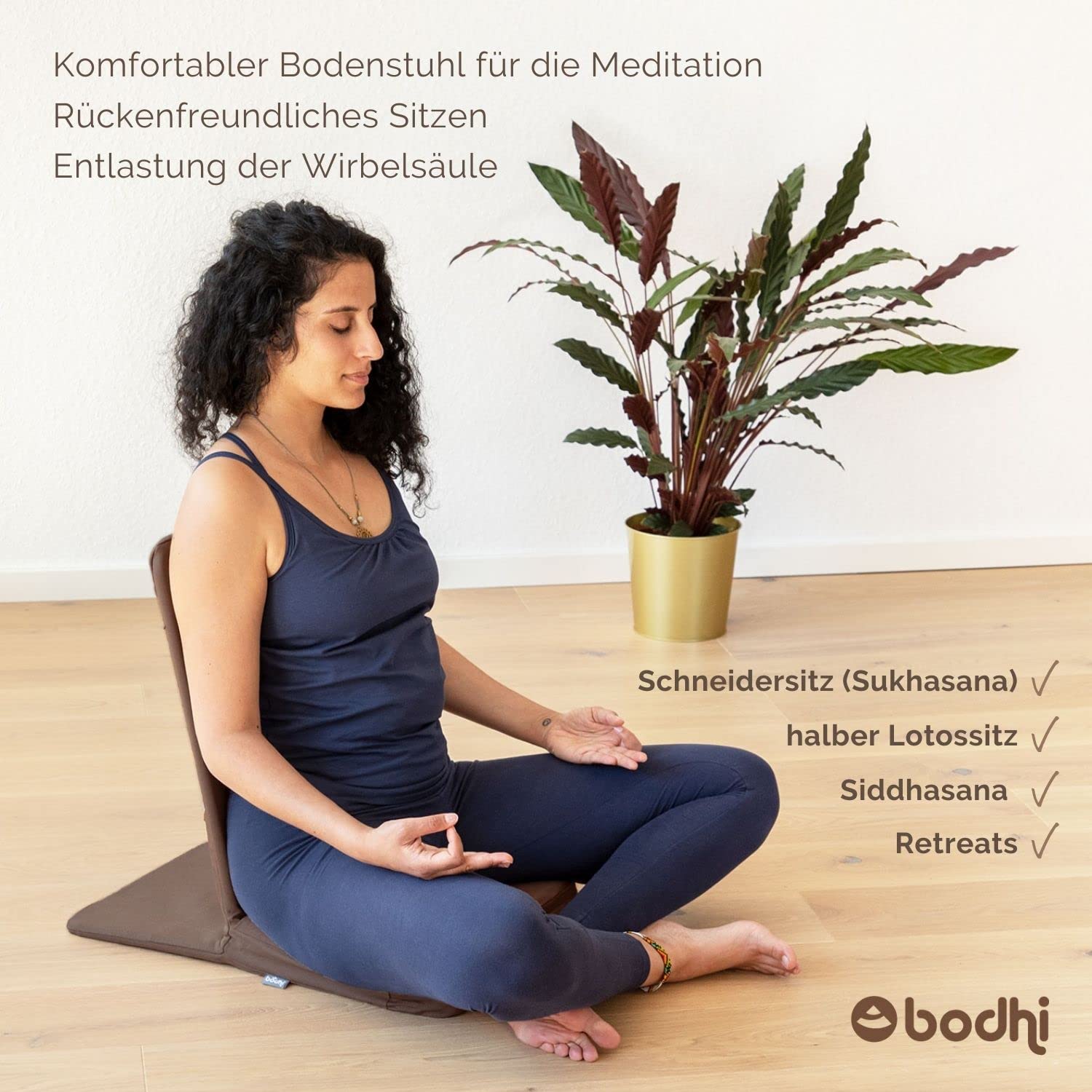 Sedia Da Meditazione Mandir - Con Schienale Imbottito E Cuscino Spesso, Per Sedersi A Terra Comodamente - Foto 11