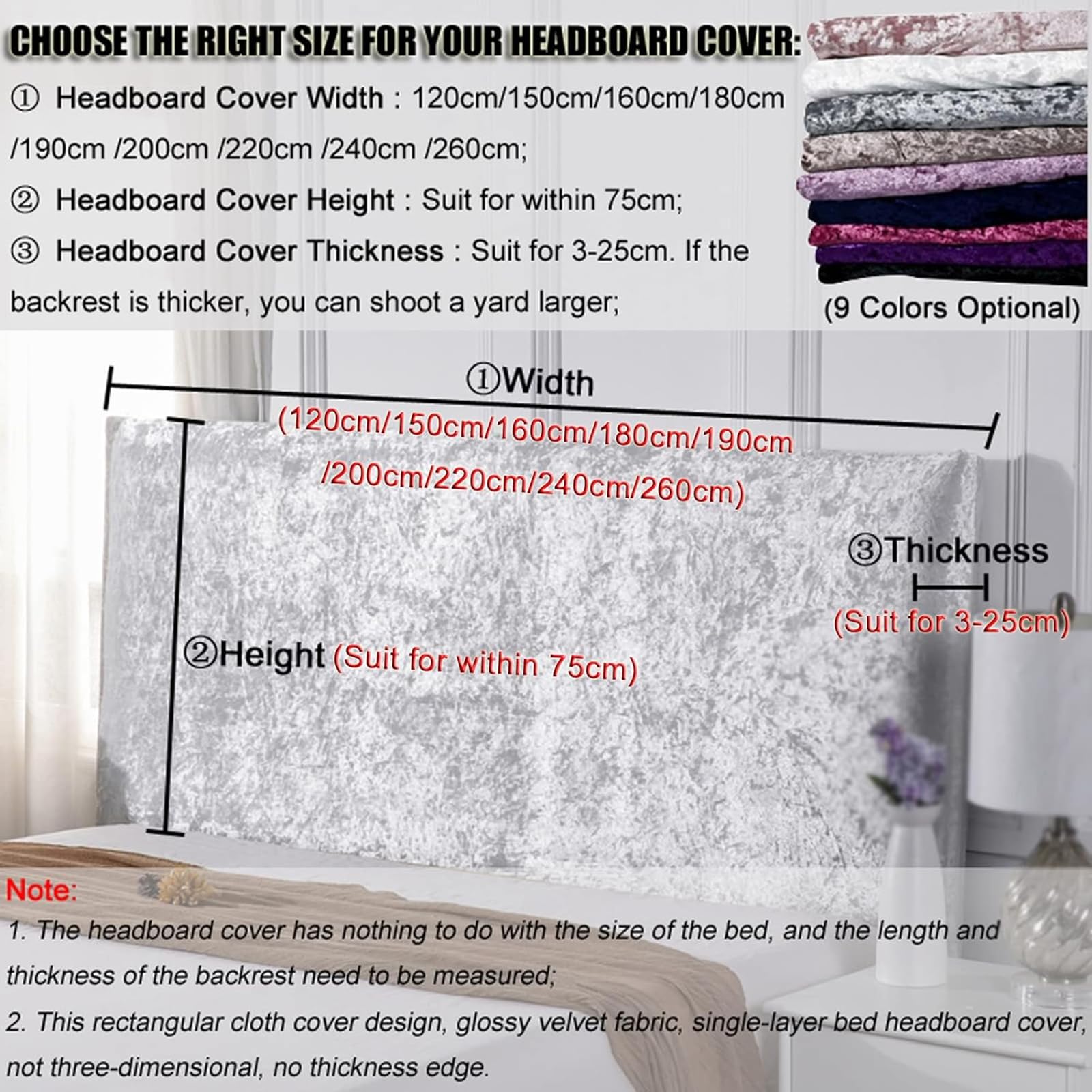 Staubdichte Bett-Kopfteilbezüge, einfarbiger Samt-All-Inclusive-elastischer Kopfteil-Rückenlehnen-Schutzbezug für King-/Doppelbett als Schlafzimmerdekoration,Braun,200cm