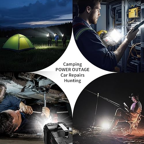 Miniatura 7 de Linterna de foco LED linterna recargable de 4000 lúmenes 10000 mAh foco de alta potencia linterna de búsqueda de campamento 34 modos de luces Negro,