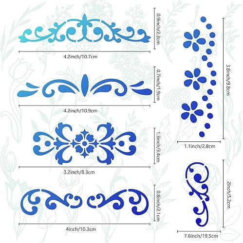 Miniatura 3 de GORGECRAFT Plantillas de plantillas de vid de metal de 6.3 in, plantillas reutilizables de acero inoxidable, letreros de decoración de diario para