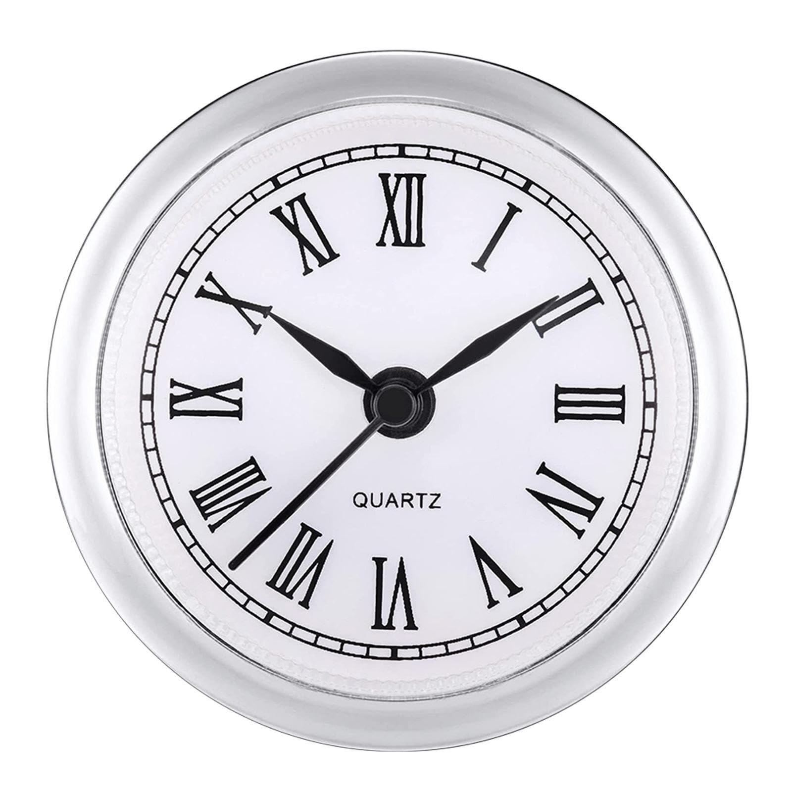 mophrati Stylish 4inch Quartz Clock Insert Movement Wall Clock with Roman Numeral, Silver, 61mm