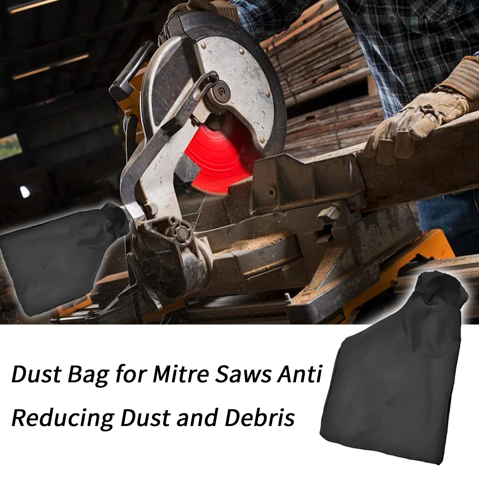 4 Pcs Dust Bag Set, Saw Dust Bag with Zipper & Wire Stand, Anti-Dust Cover Suitable for 255 Miter Accessories Replacement, Easy Disposal of Dust (Black) - Image 3