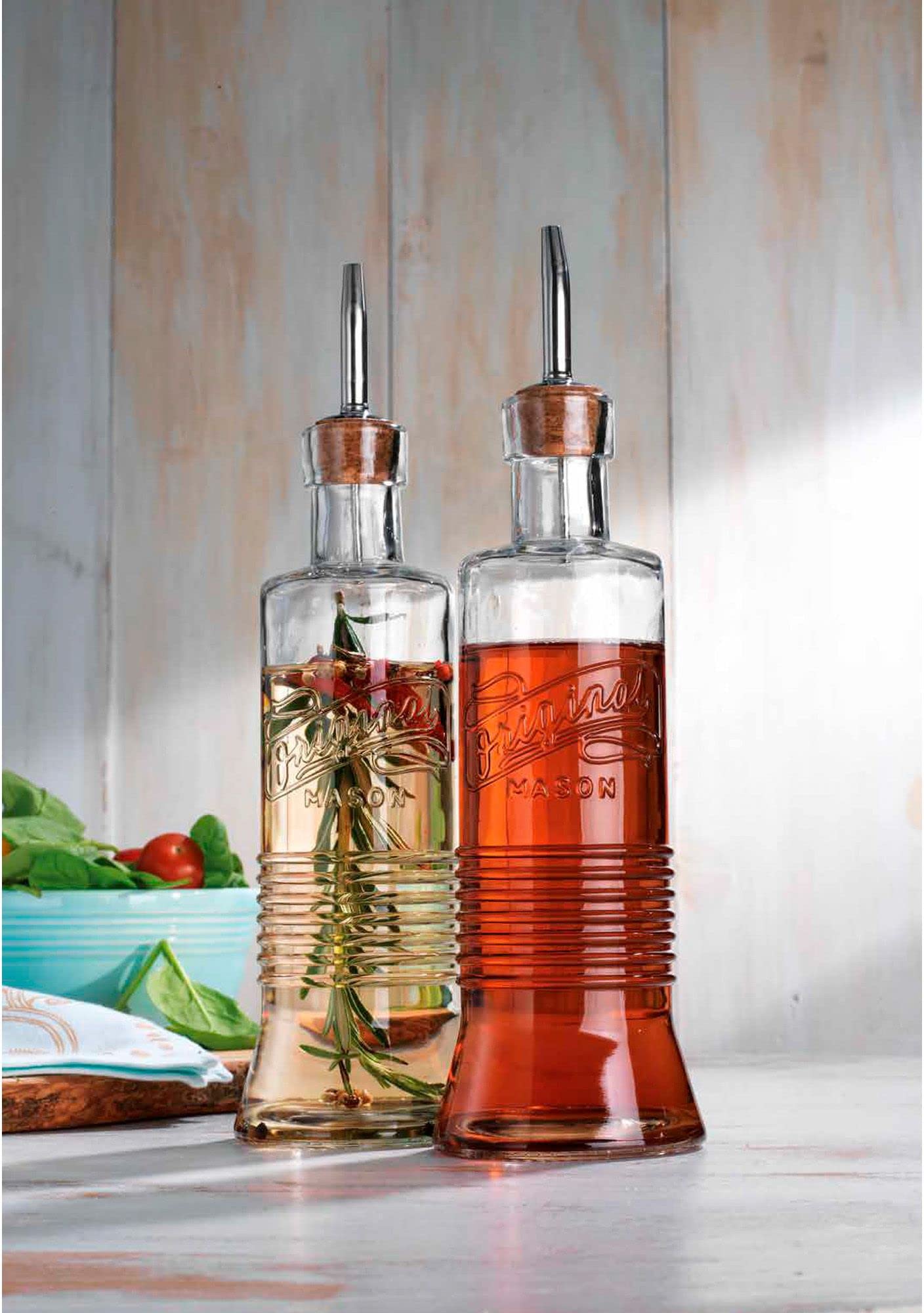 Amazon.com: MosJos Original Mason Oil and Vinegar Dispenser Set