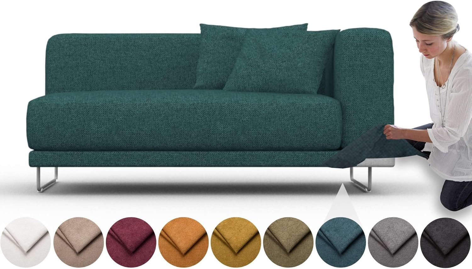 comfortly Cover for Tylosand 2 Seat Sofa, Replacement Slipcover, Heavy Duty 6 pcs Cover, Soft Durable Washable Fabric, Easy to Clean & Replace (Crown - Ocean Blue)