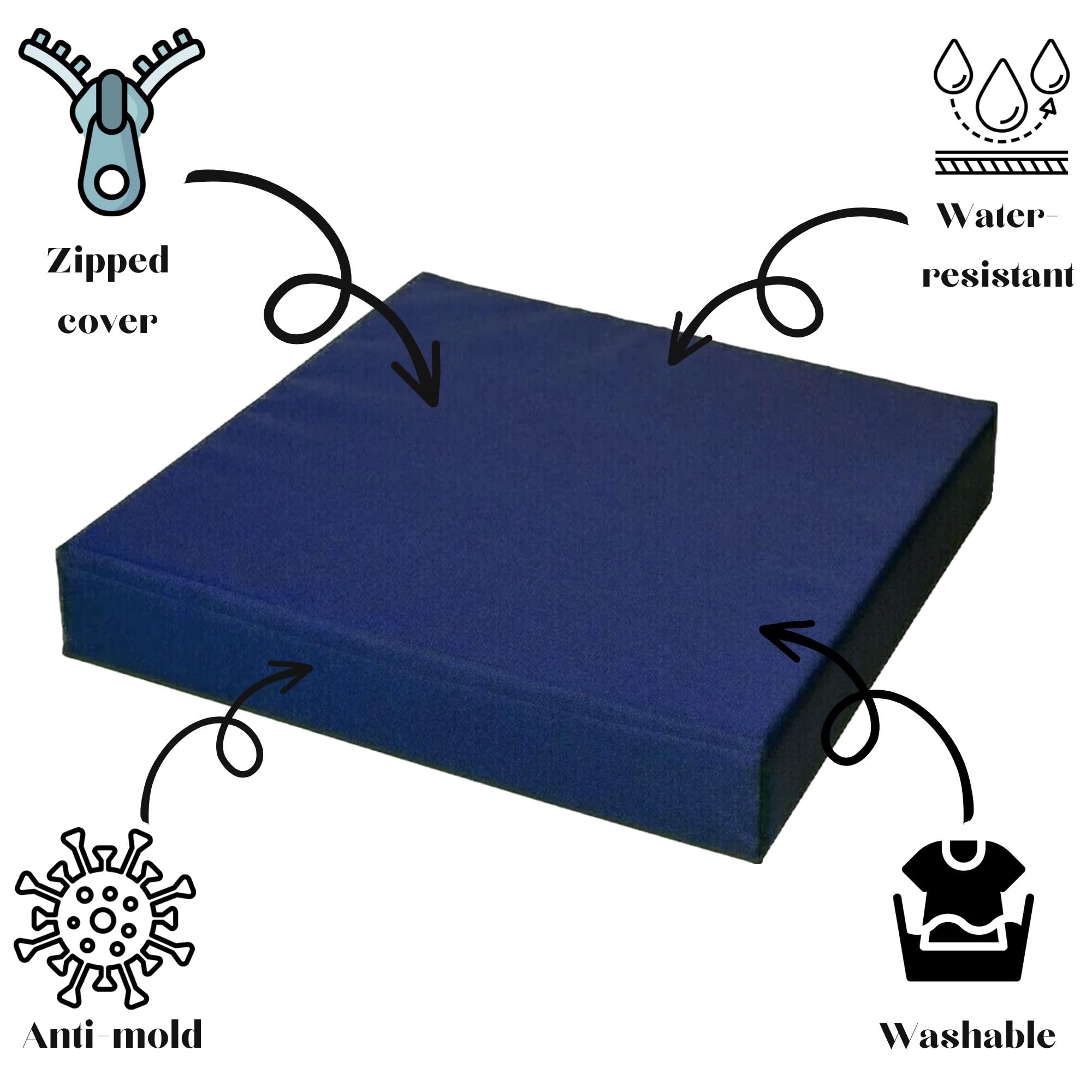 Dicke, wasserdichte Outdoor-Kissen, 40,6 x 45,7 cm, weiche Tischauflagen, abnehmbare Bezüge, hochbelastbarer Schaumstoff, ideal für Garten, Terrasse, Rattanfell, für drinnen und draußen