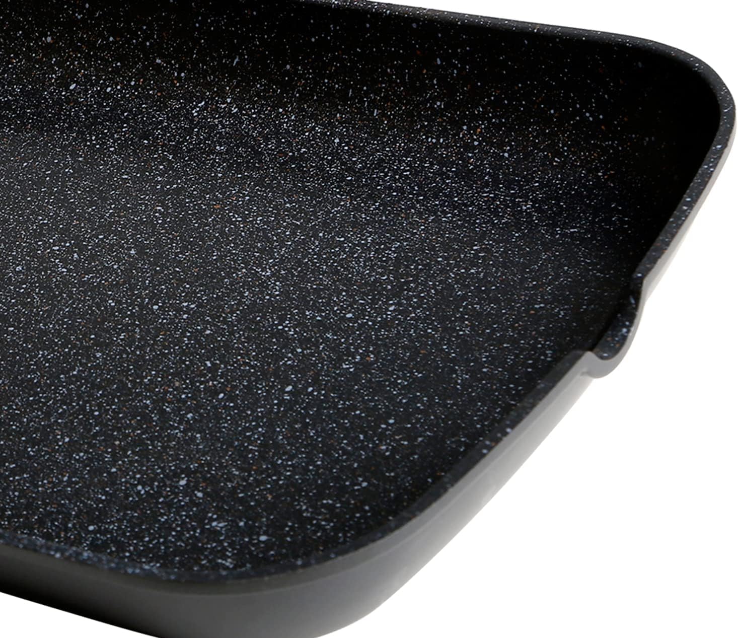 WECOOK! Ecochef Titane Poêle à Griller Induction Lisse, 28x28cm, Antiadhésive QUANTANIUM Écologique sans PFOA, Fonte d'Aluminium, Épaisseur 5 mm, Poignée en Bois Pliable, Vitrocéramique, Gaz