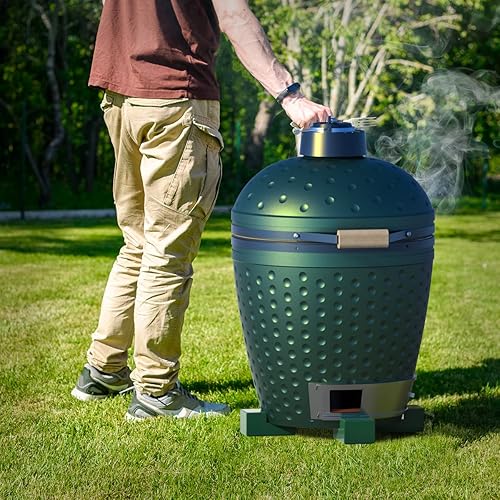 Miniatura 5 de Kamado Joe Classic Big Joe Primo, Dracarys Charcoal Grills - 3 unidades, color verde