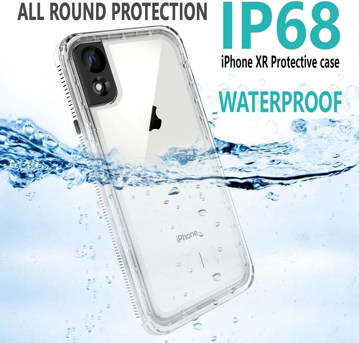 iPhone XR Slim Case, Ultra Lightweight Full-Body Clear Bumper Case, Waterproof Shockproof Xr Case with Screen Protector for Apple iPhone XR (White)