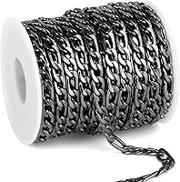 Vista 19 de [33 pies] Cadena Figaro de acero inoxidable, 0.138 in de ancho 304 cadenas de eslabones de acero inoxidable rollo a granel para fabricación de joyas