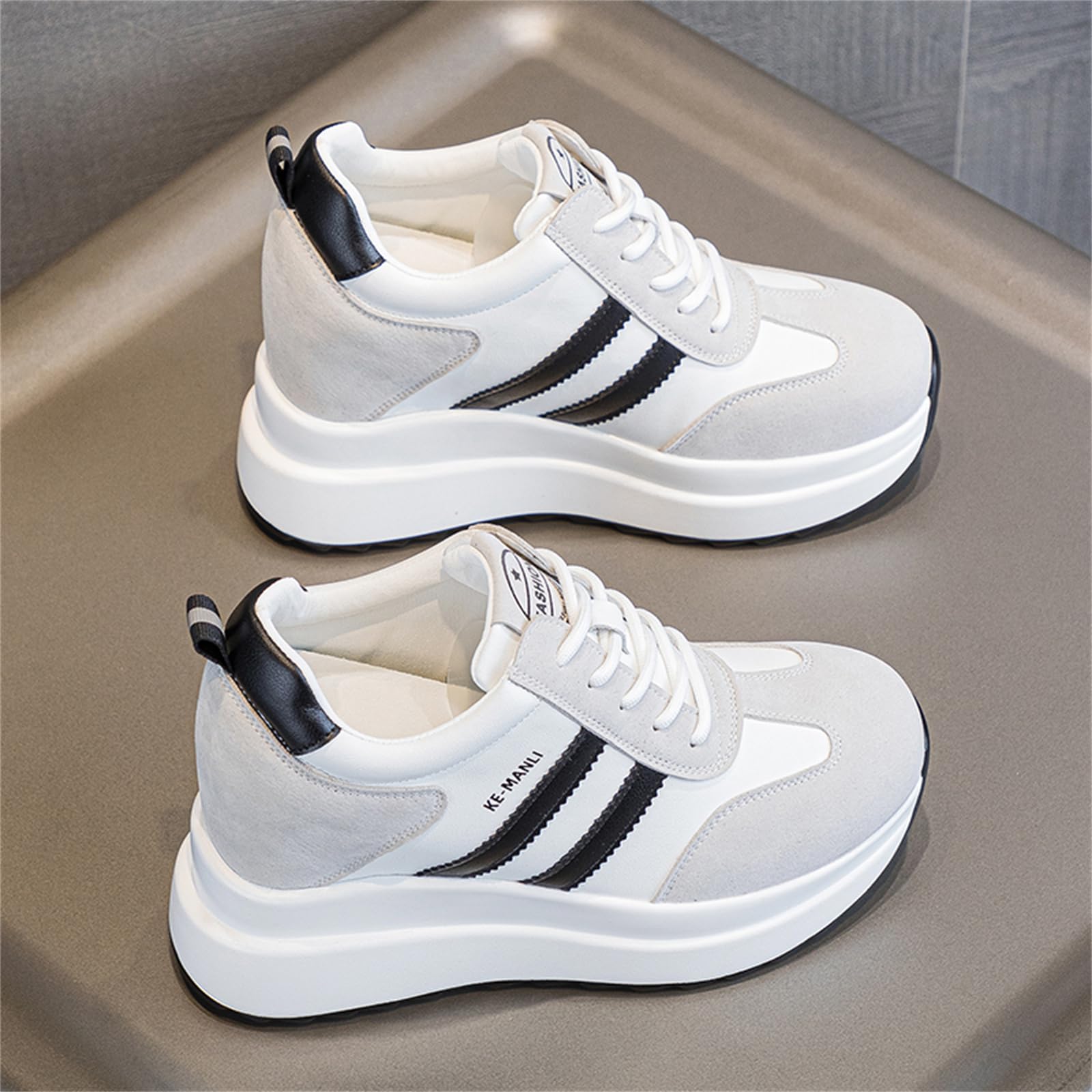 AONEGOLD Sneakers Zeppa Interna Donna Scarpe da Ginnastica Moda Pelle Alte Piattaforma Sportive Casual Scarpe Zeppa Interna con Tacco 10 cm