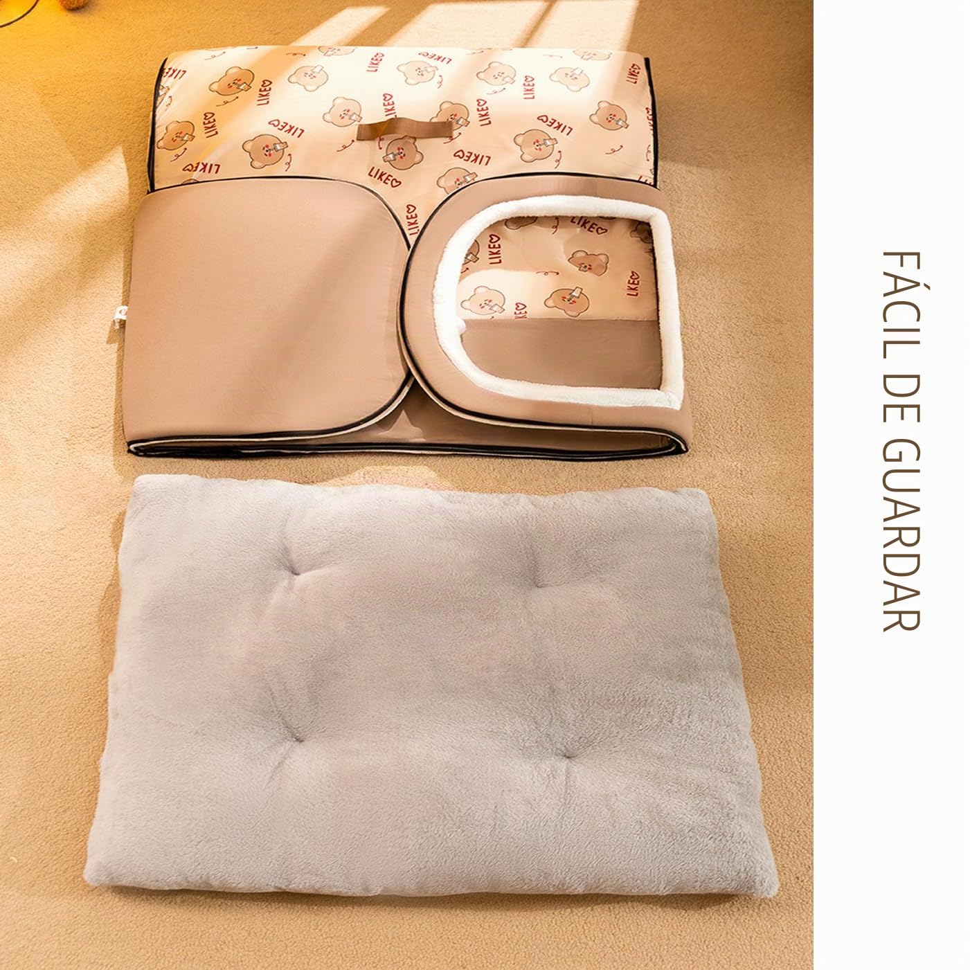 Cama grande para perros Casa 2 en 1, cueva calmante para mascotas, impermeable, Casa para perros extraíble antiansiedad con cojín, base antideslizante para exteriores, cama para perros para gatos de
