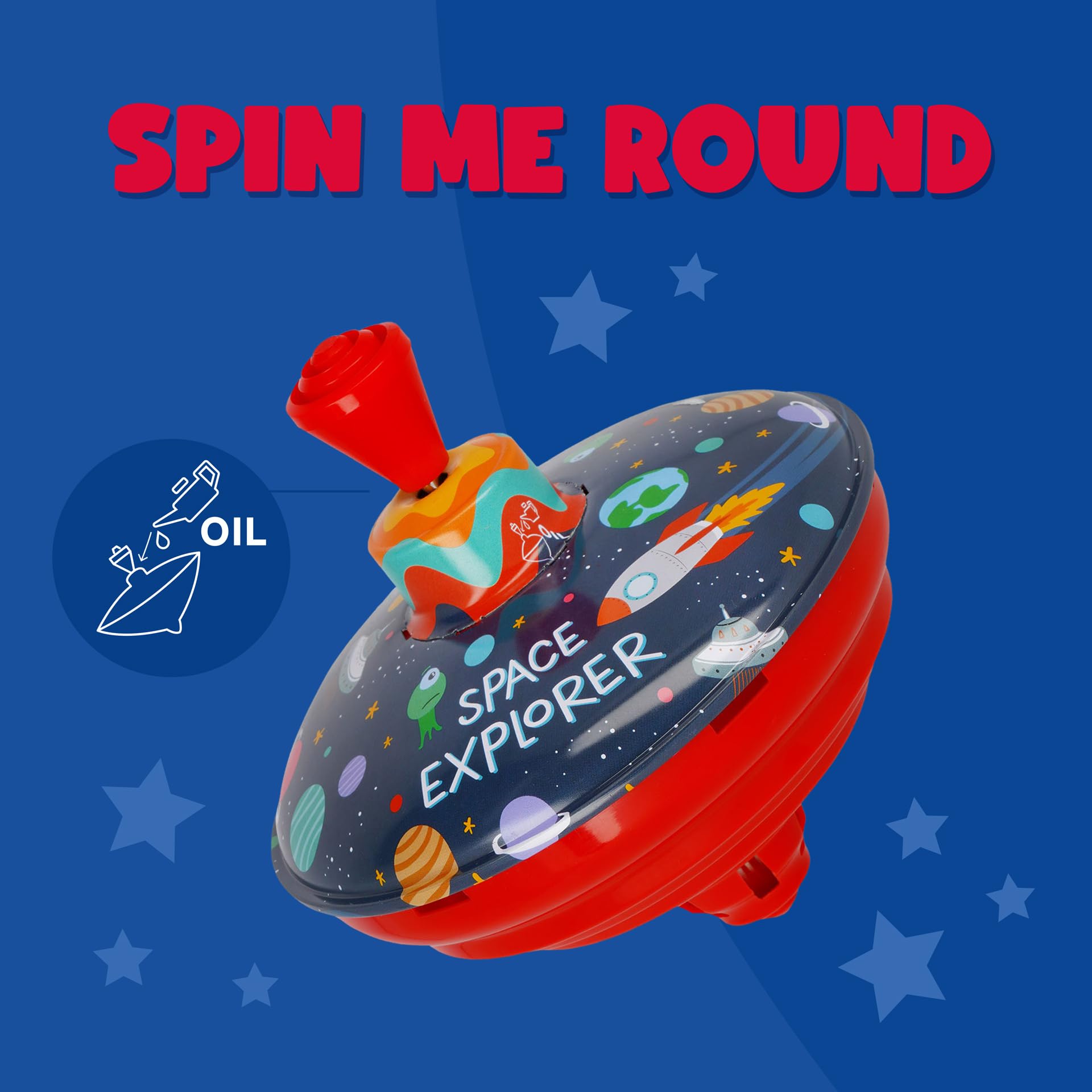 Legami - Spin Me Round Spinning Top Spinning Top Mini Spinning Top Space Explorer Theme Spaceship Universe Gadget Birthday Gift Kids Game Diameter 13 cm