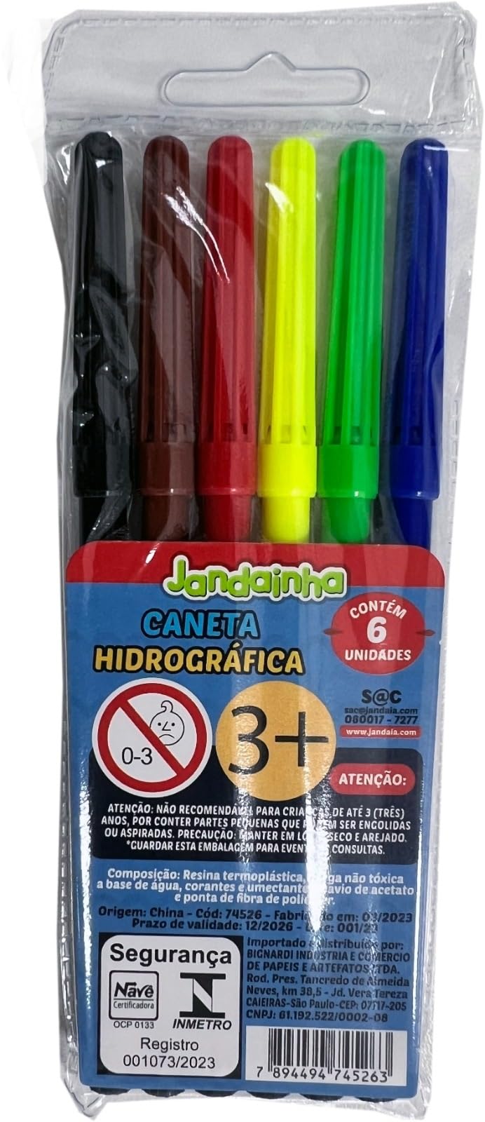Canetinha Hidrográfica 06 cores - Jandainha | Amazon.com.br