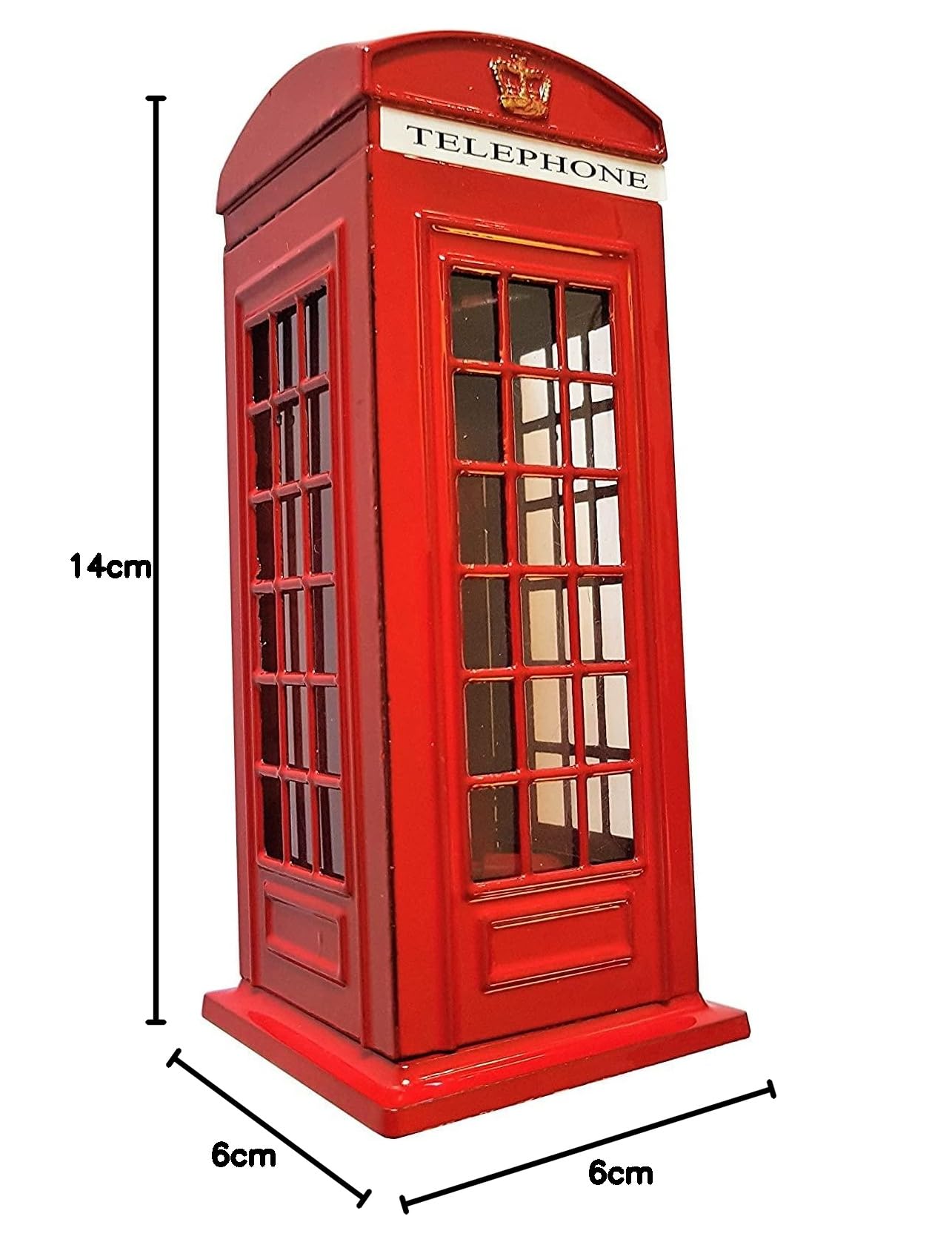 Czerwona budka telefoniczna skarbonka pamiątka - odlewana cynkowa pamiątka z Londynu z Union Jack, kolekcjonerska z łatwym dostępem dla dzieci i dorosłych - charakterystyczny rozmiar: 14 x 6