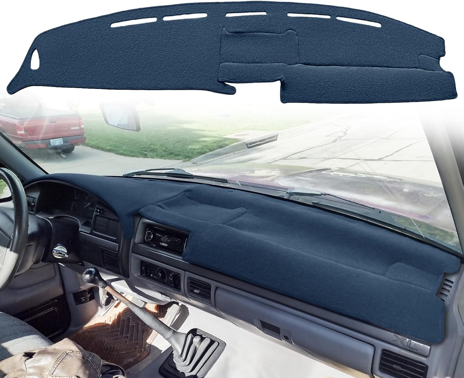 YIZ Custom Dash Cover Mat for Ford F150 F250 F350 Bronco 1992-1997 Navy Blue Dashboard Protector Pad