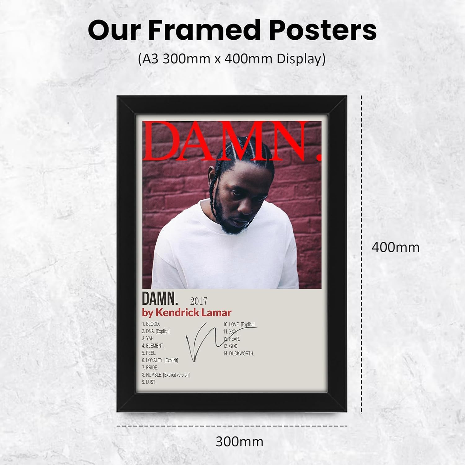 Kendrick Lamar - Damn Album Cover Signed Poster Print- Limited