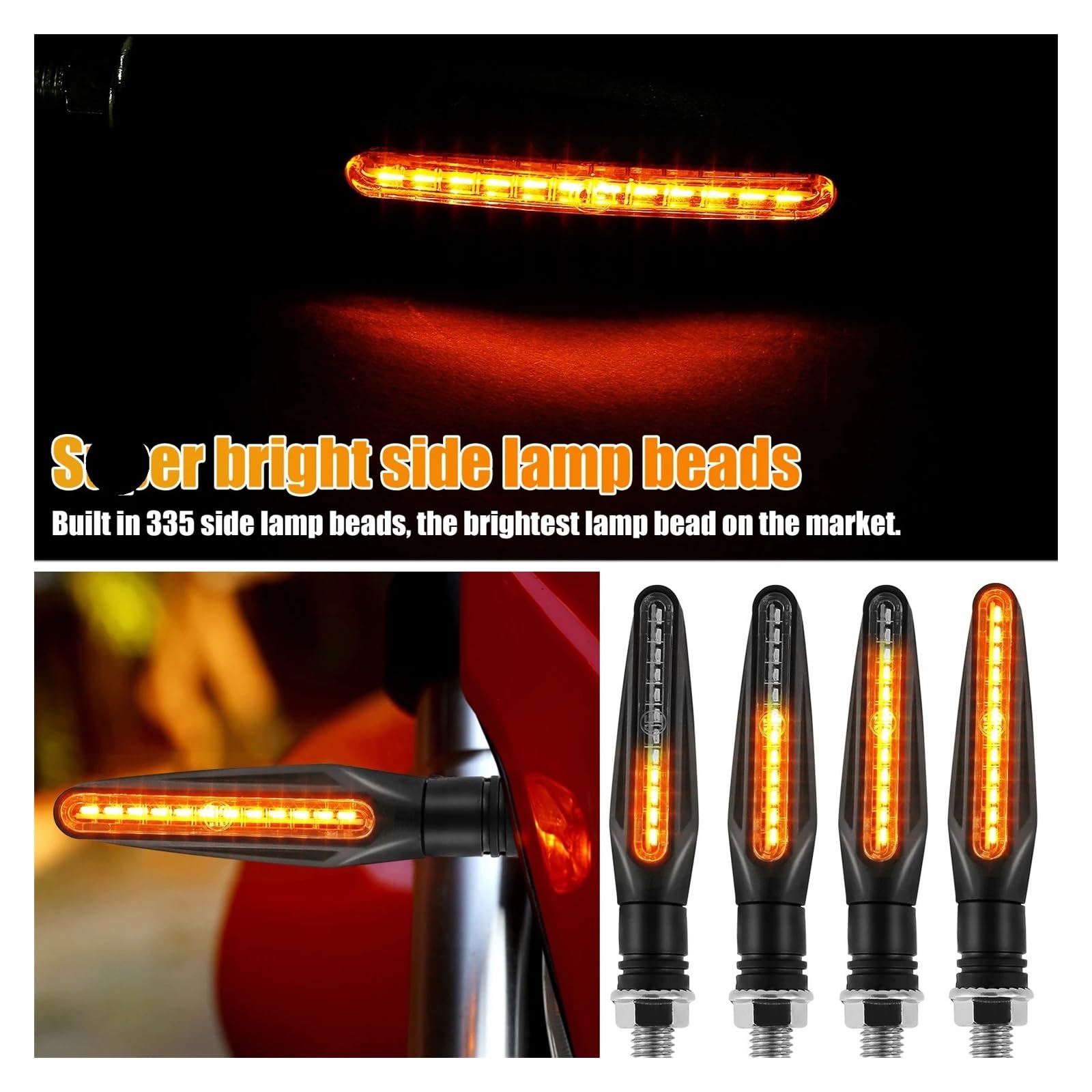 Clignotant de Moto Universel 12LED 4 pièces Clignotant