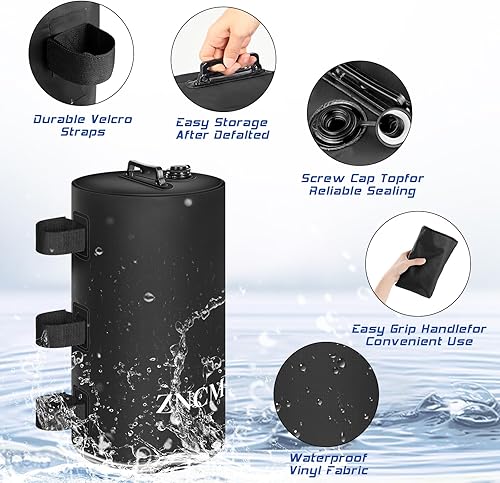 Miniatura 3 de ZNCMRR Bolsa de peso de agua para toldo, 132 libras, juego de 6 pesas para patas para toldo desplegable, tienda de campaña, cenador, color negro