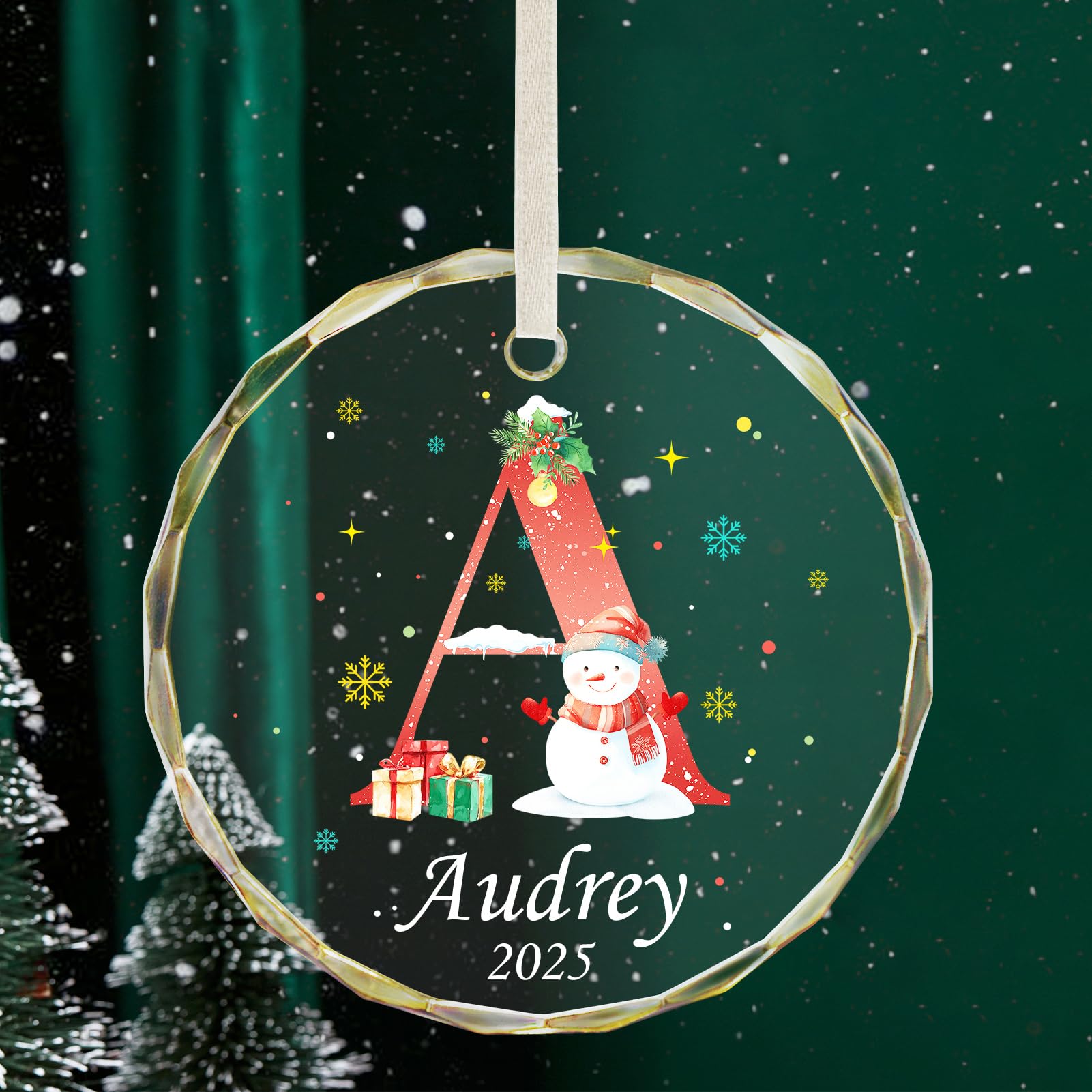 Personalized Letter Ornaments for Christmas Tree, Custom A-Z Name Ornament