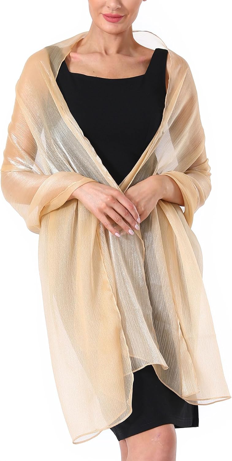 Chiffon Shawls and Wraps for Women, Elegant Sheer Shawls for Formal Evening, Soft Wedding Brides Scarf - Image 3