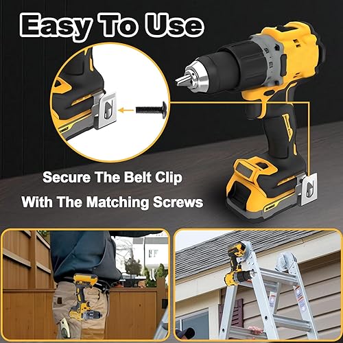 Miniatura 3 de Clips de cinturón de acero inoxidable para Dewalt  10 clips de herramientas de taladro con tornillos para Dewalt N268241, compatible con