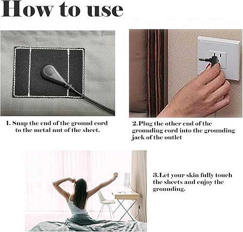 Miniatura 6 de Hojas de tierra, sábanas planas de tamaño Queen con cama de fibra plateada, producto para mejorar el sueño y el alivio del dolor (Queen, 60 x 80