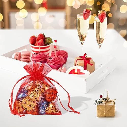 Miniatura 10 de YQL Bolsas de organza de 5 x 7, 100 unidades, color rosa rubor, bolsas de malla para protección de frutas, bolsas de joyería, bolsitas, bolsas de