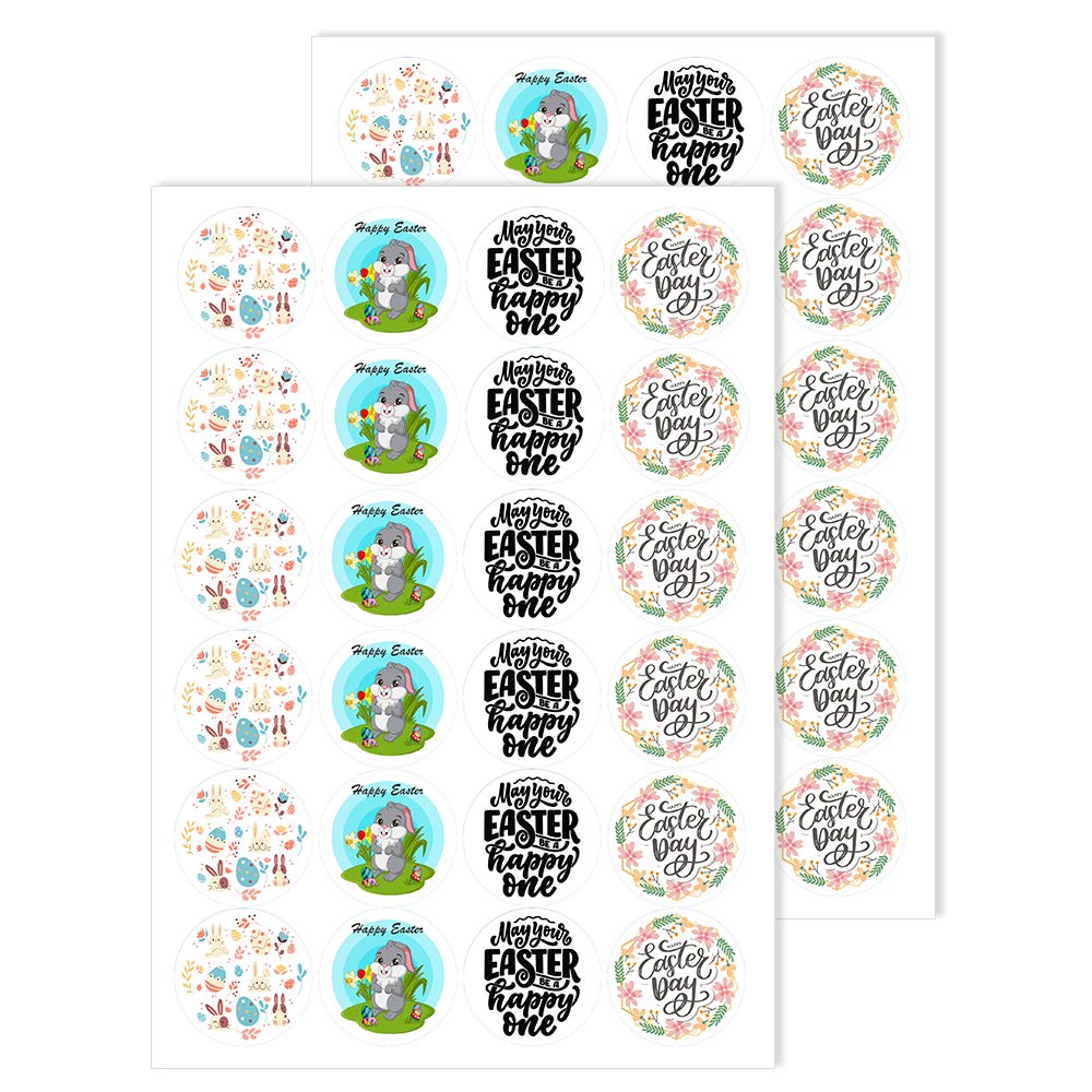 Pack of 48 Easter Decorating Stickers Self Adhesive 45mm Decal for Kids Craft Art Making & Party Supplies Packwith® #S3002