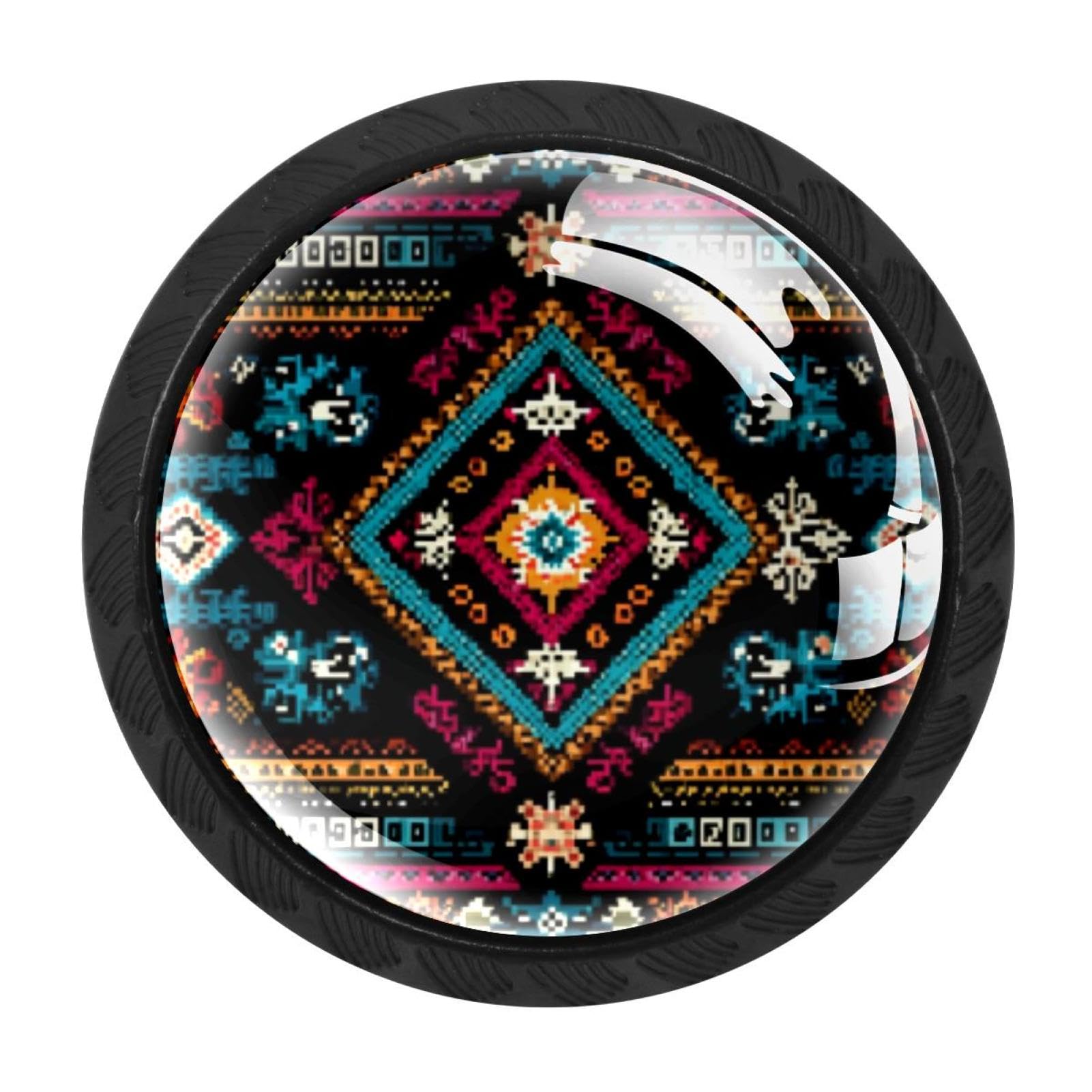 CHENZZZZ 4 Pack Cabinet Pulls Ethnic Aztec Pattern Kitchen Drawer Pulls Cabinet Handles