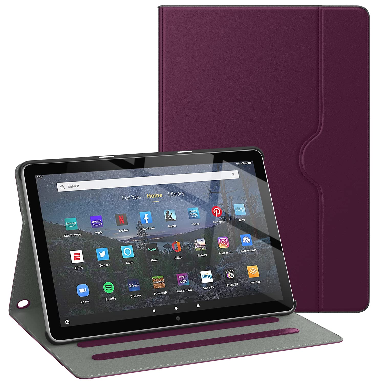 Photo 1 of Soke Case for Amazon Fire HD 10 & 10 Plus Tablet (Only Compatible with 11th Generation, 2021 Release) - [Multi-Angle Viewing] Premium PU Leather Auto Sleep/Wake Cover with Strip Pocket,Purple. 