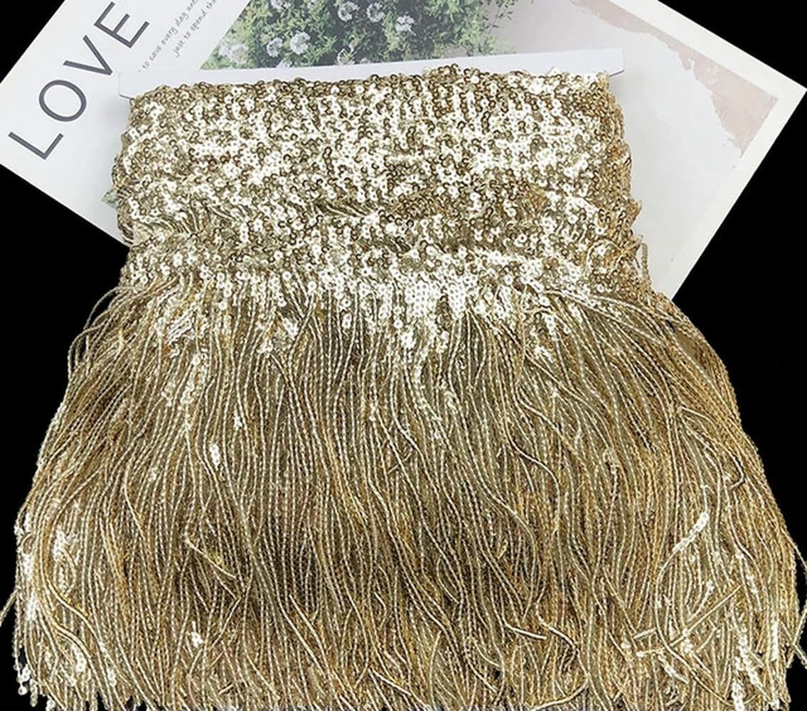 17CM 15 yards Paillettes Nappe frange Tessuto di pizzo Trim Nastro Abiti da spettacolo di danza Decor Accessori per cucire