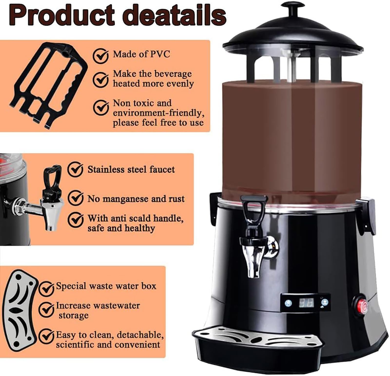 Amazon.co.jp : 400W 電気チョコレート溶解機、5L/10L オプション、LCD