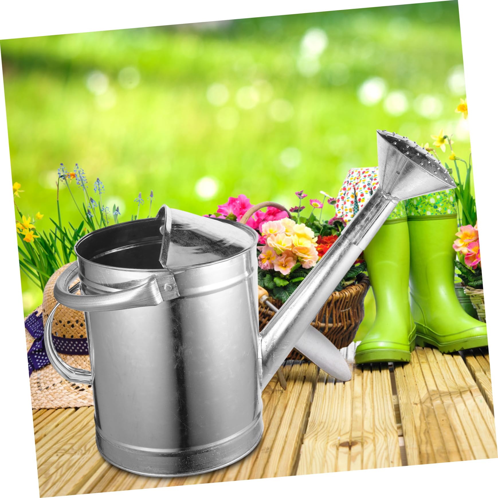 NUOBESTY Arrosoir et Ouverture Supérieure Demi-Ouverte Plusieurs Styles en Fer 5l Argenté Bec Pulvérisateur Précis Plusieurs Styles pour Plantes pour Arrosage Intérieur et Extérieur