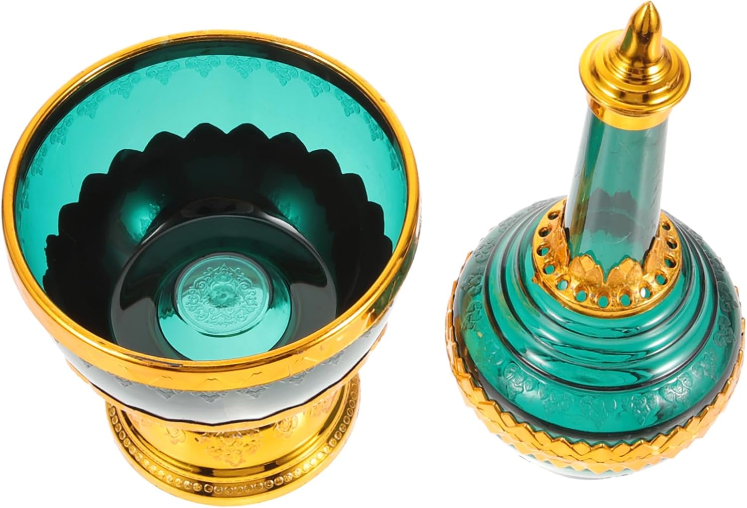 Cabilock 3sets Buddhism Water Offering Cup and Dipping Bottle for Home Temple Use Holy Water Container Special Pattern for Meditation and Rituals