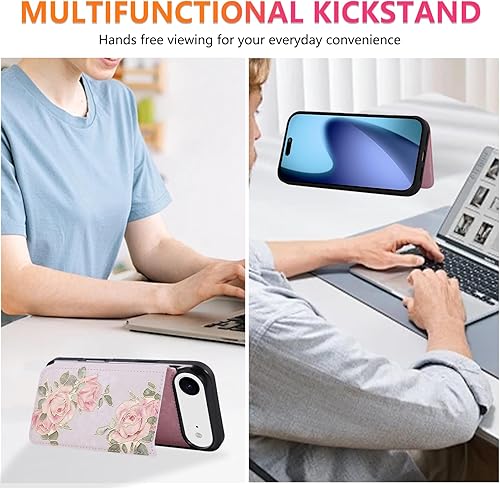 Miniatura 309 de UEEBAI Funda tipo cartera para iPhone 15 Pro Max con tarjetero, cubierta de cuero PU con soporte, bloqueo RFID, doble cierre magnético, relieve de