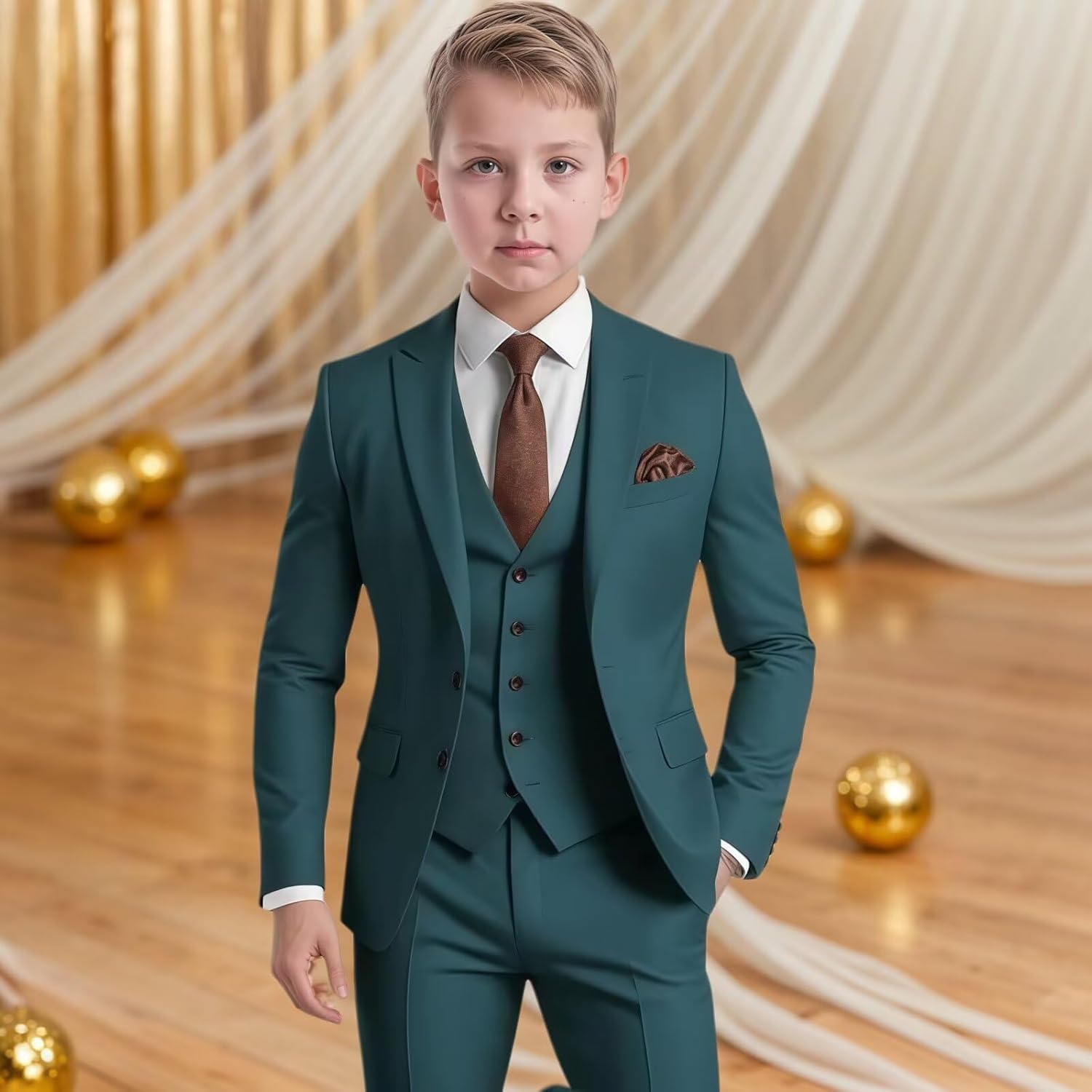 Boy Suits Kids Formal Suits Toddler Tuxedo Wedding Graduation Classic Outfit for Teen Blazer Vest and Pants