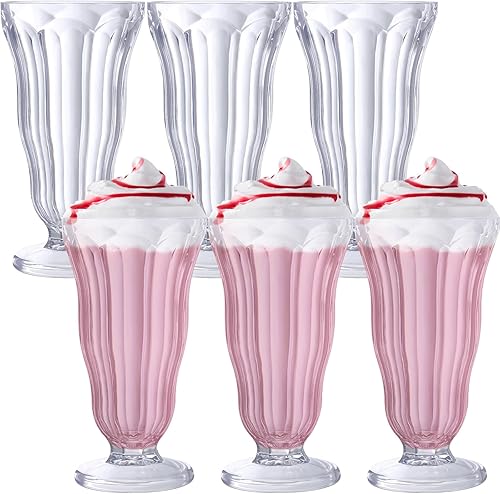 Miniatura 8 de Mifoci 10 vasos de batido de 16 onzas de vidrio de soda con pies de vidrio de soda, transparentes inastillables, vasos de plástico grueso para jugo,