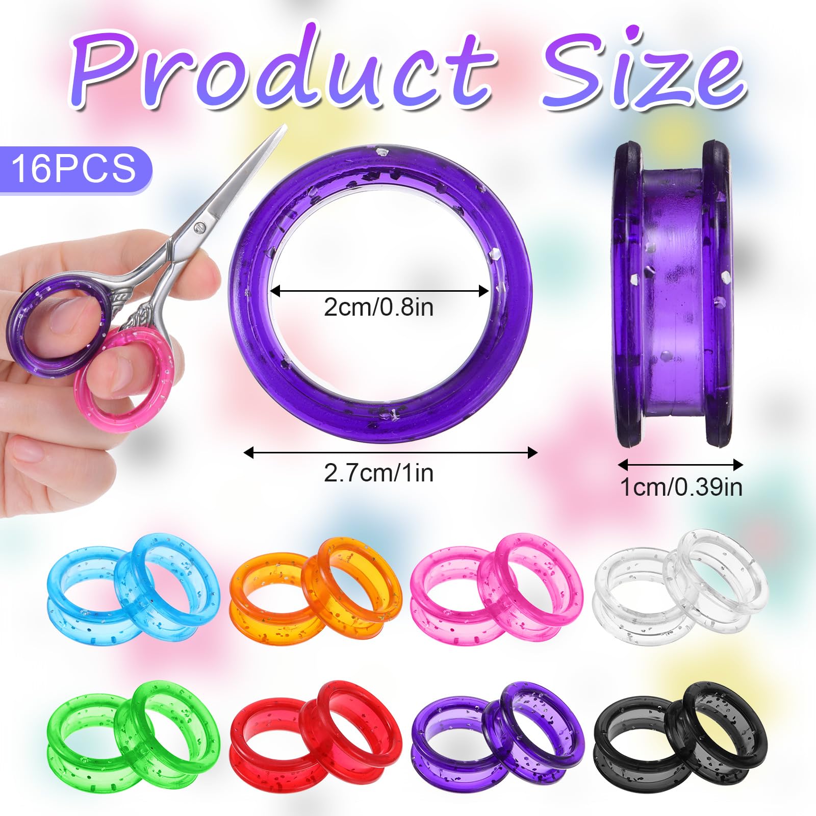 16 Pcs Silicone Scissors Finger Rings, Thumb Insert Finger Protection Ring for Pet Grooming Scissors Accessories, Barber Grips for Dog Hair Cutting