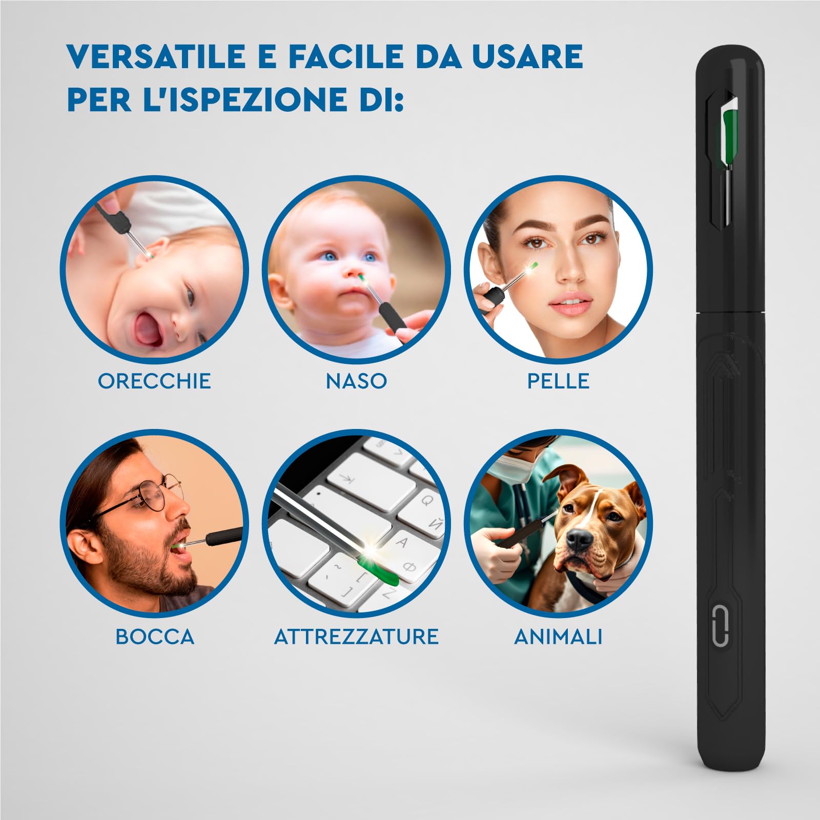 Otoscopio Pulizia Orecchie Rimozione Cerume con Telecamera 1920p WiFi 3,6mm - UdiGuard Pulitore Orecchie Digitale con 6 Luci LED Animali Adulti Bambini - Compatibile con iPhone iPad Android Nero