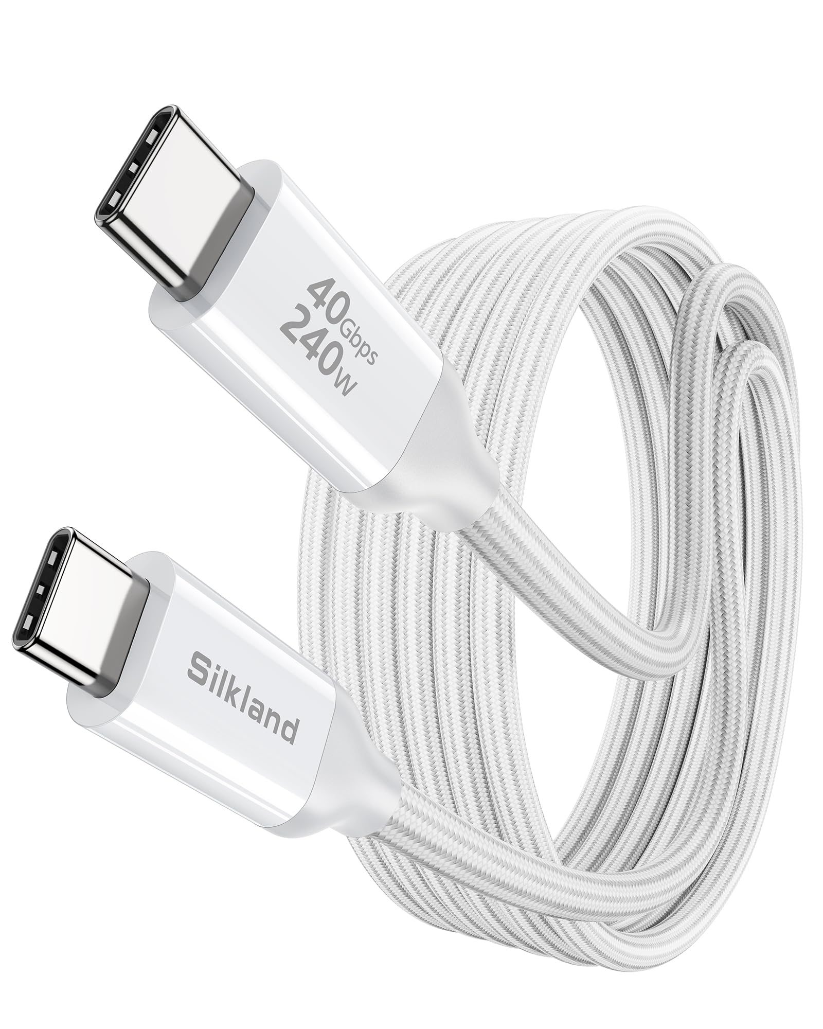 Silkland USB4 USB-C Datenkabel 3m Weiß, 40Gbps 240W Schnellladen, 8K Video