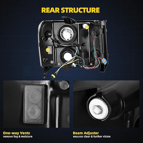 Miniatura 3 de DWVO Conjunto de faros delanteros LED DRL compatible con GMC Sierra 15002007-2014 GMC Sierra 2500 HDSierra 3500 HD 2007-2013 (no compatible con