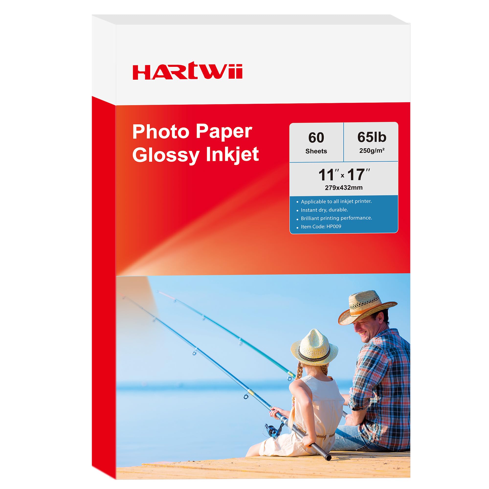 60 hojas de papel fotográfico brillante de inyección de tinta pesado de 11 x 17 pulgadas, 65 libras, 250 g/m² para boletines de obituario, galería, espectáculo grueso para impresoras de tinta