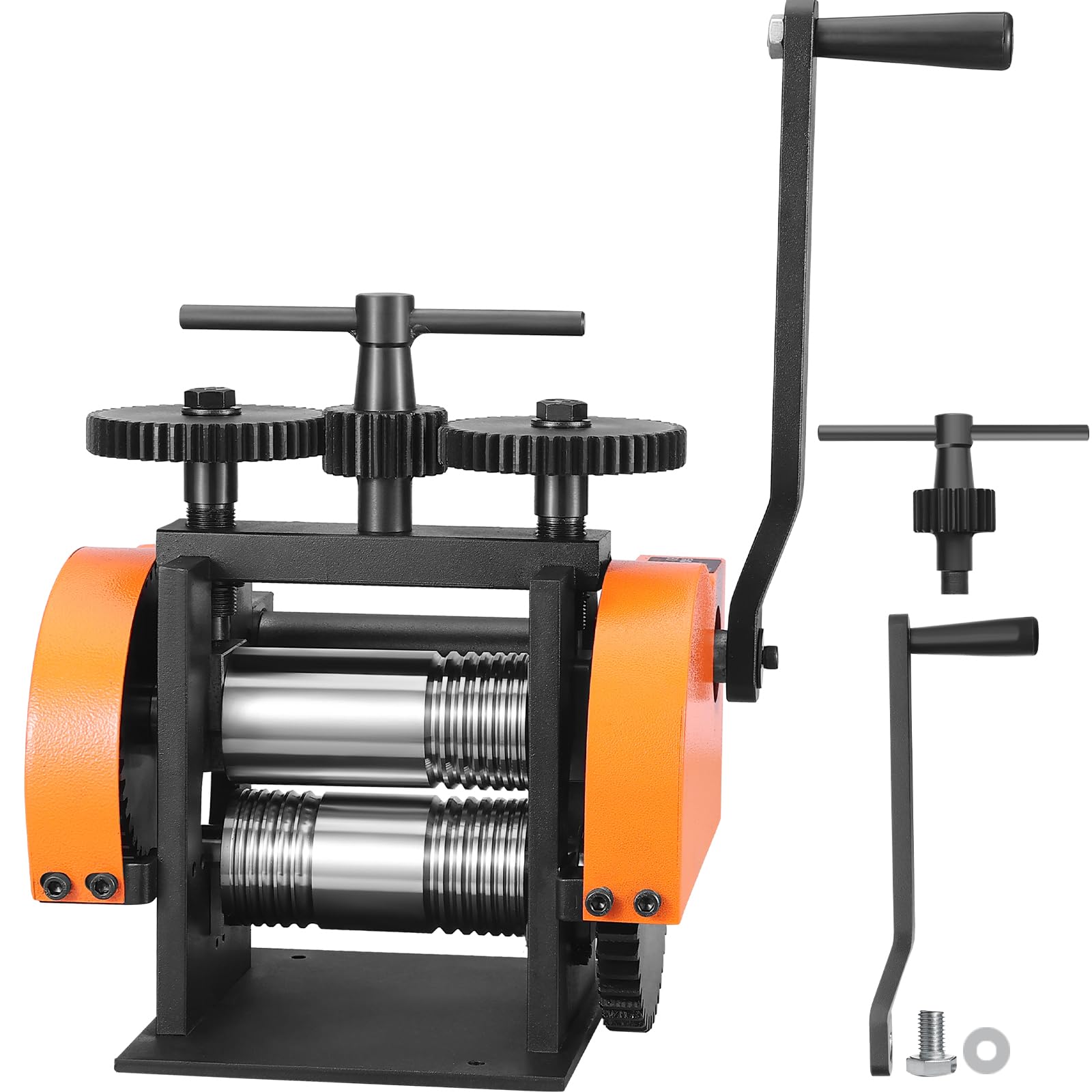 VEVOR Laminoir de Bijoutier Largeur 45 mm Machine de Laminage de Bijoux Épaisseur 0-6 mm Réglable Rapport d’Engrenage 1:2,4 pour Fabrication de Bijoux Traitement Tôle Or Argent Bague Bracelet Atelier