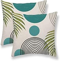 Vista 19 de Juego de 2 fundas de almohada bohemias de 20 x 20 pulgadas, con hojas bohemias abstractas de mediados de siglo, decorativas, para exteriores, fundas