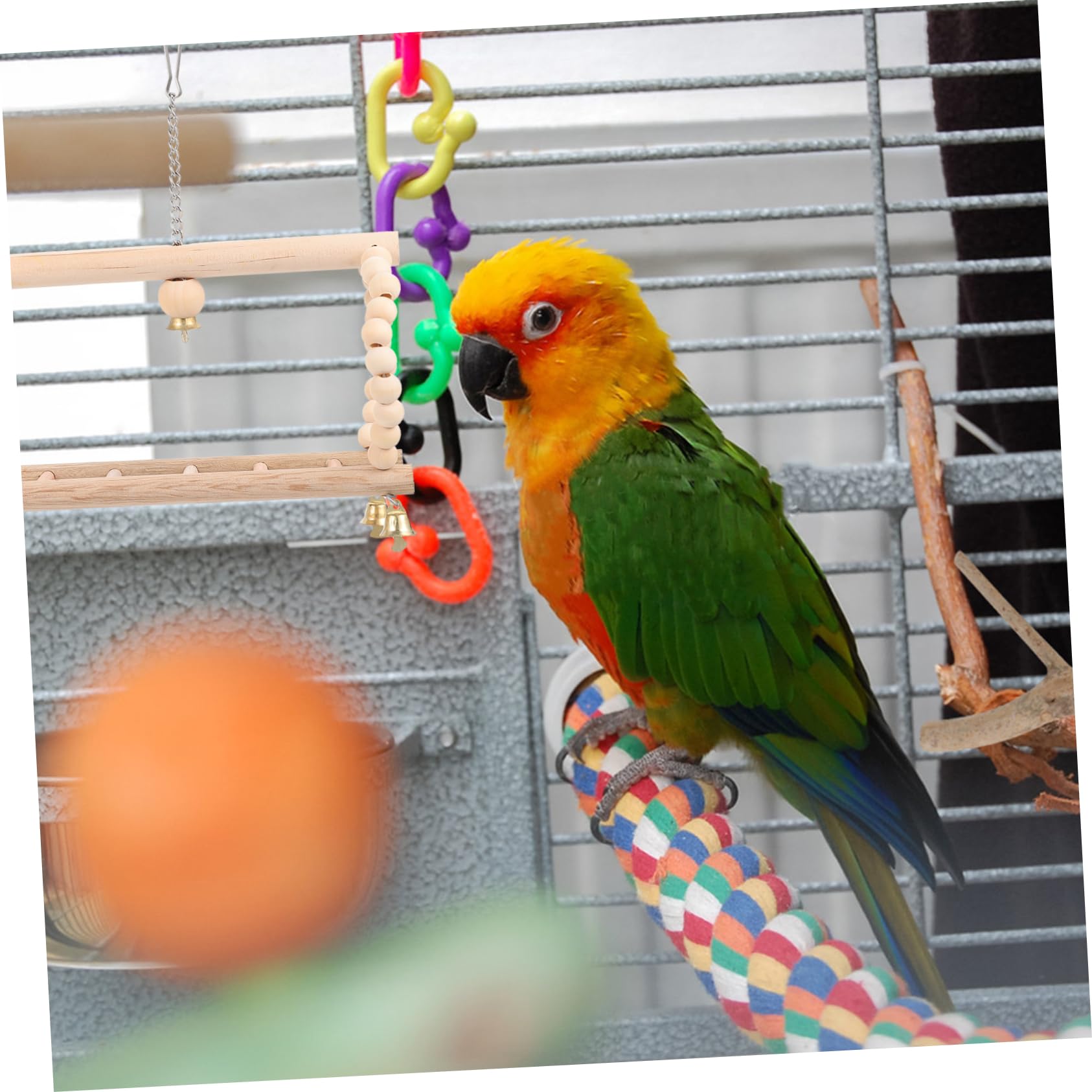 Happyyami 1Set Parrot Chewing Bird Swing and Plaything for Parrots and Birds of All Durable Lightweight Brightly Colored Design for Chewing and Adventuring