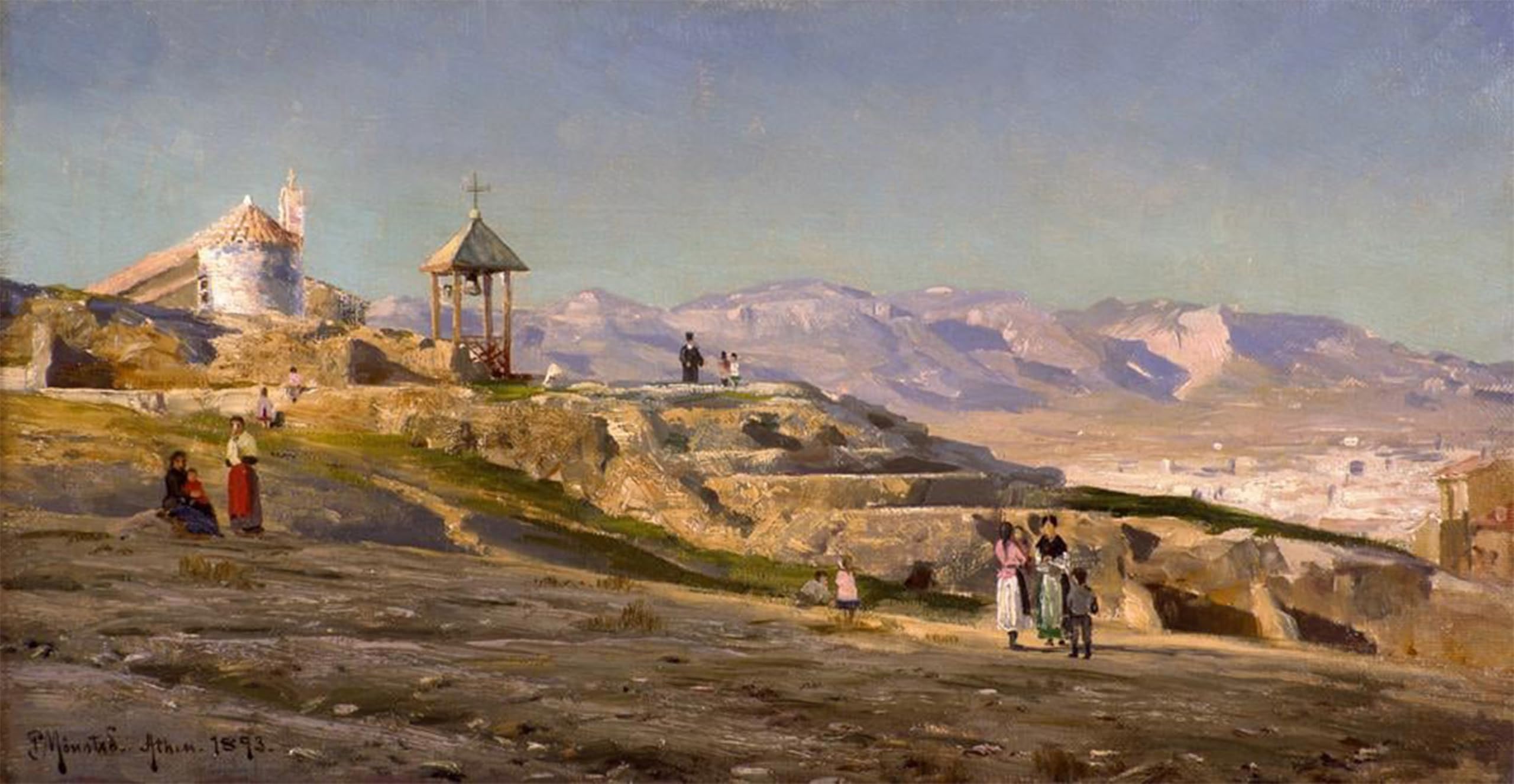 Posteriik No Frame Vintage Print Pop Art Landscape Artwork Nachmittag Bei Athen By Peder Monsted Art Prints For Office Home Decor 60X90cm