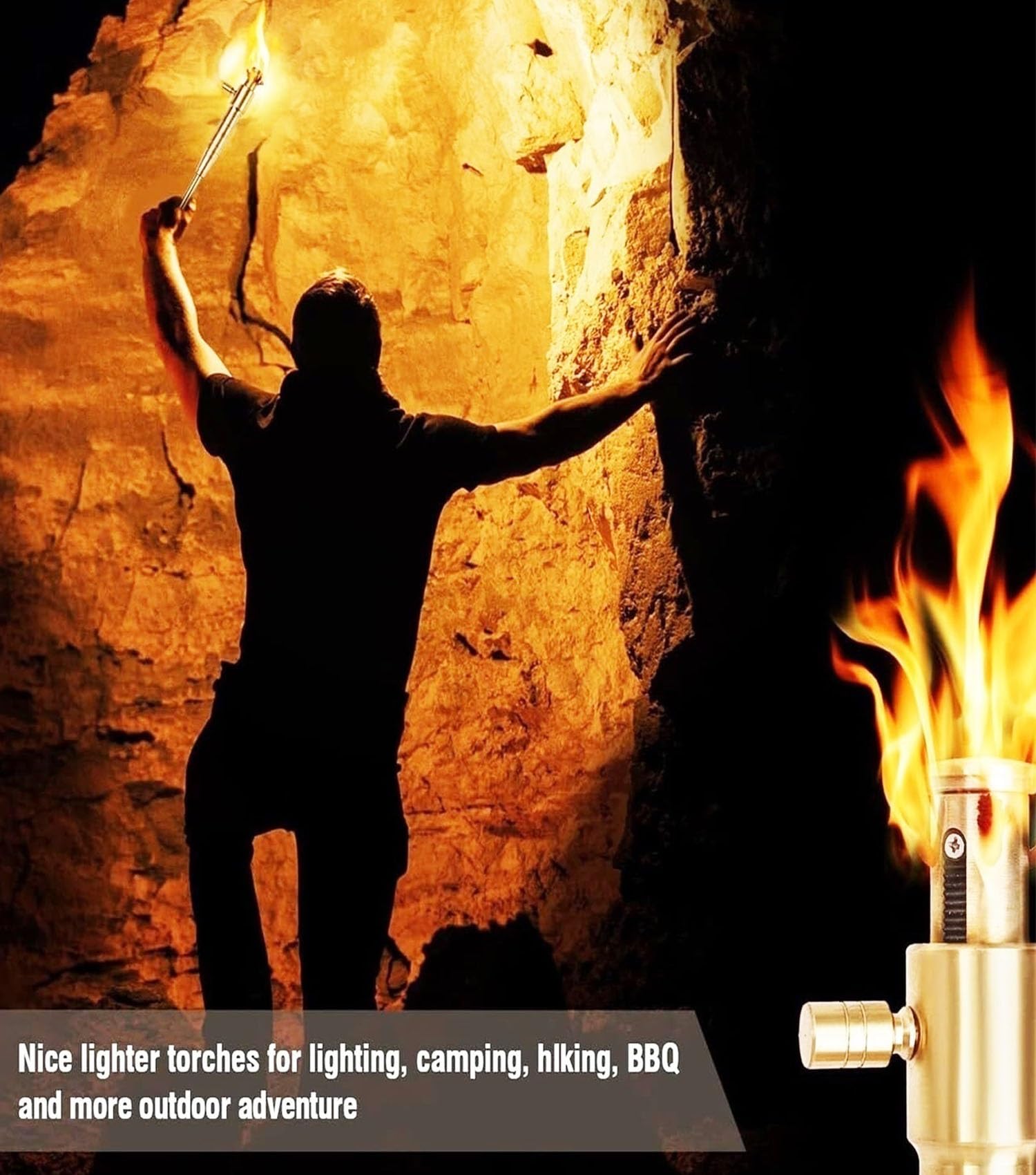 Briquet Torche Coupe-Vent - Briquet Rechargeable - à pétrole Long pour Bougies, Camping et randonnée - avec Plusieurs mèches en Coton - Pierre de Rechange Incluse(Long)