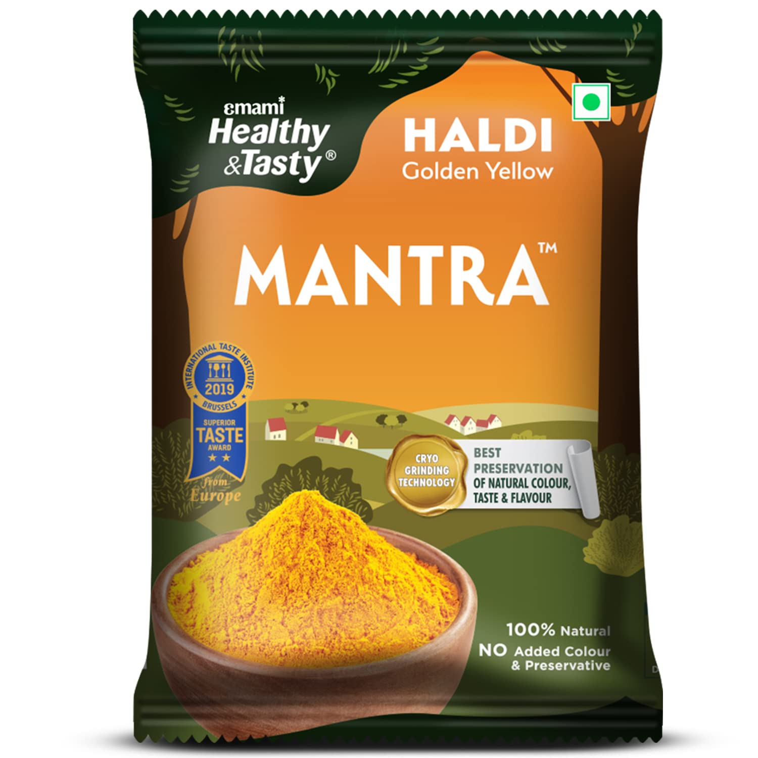 Emami Healthy & Tasty Mantra Haldi (Turmeric) Powder (100 grams) | 100% Natural | Ground Using Cryo Grinding Technology | Retains Maximum Essential Oils |No Added Colour and Preservatives