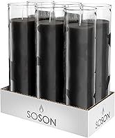 SimplySoson 2x8 Inch Black Devotional Prayer Candles in Glass Jars - 6 Pack, 90-Hour Dripless Burn for Religious Ceremonies & Memorials